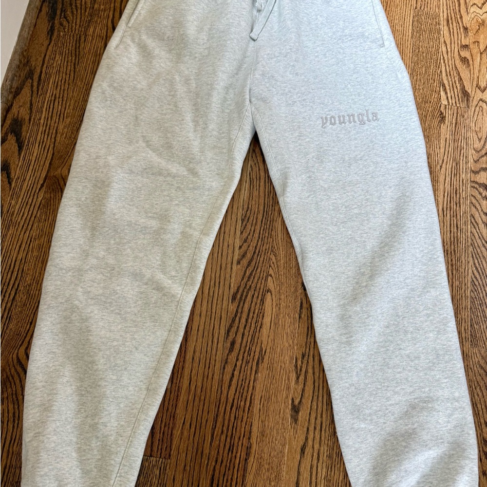 YoungLA Light Gray Thick Cotton Blend Joggers XL NWOT